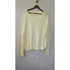Kinross Cashmere Womens Sweater XL Butter Yellow Quiet Luxury Drawstring Waist